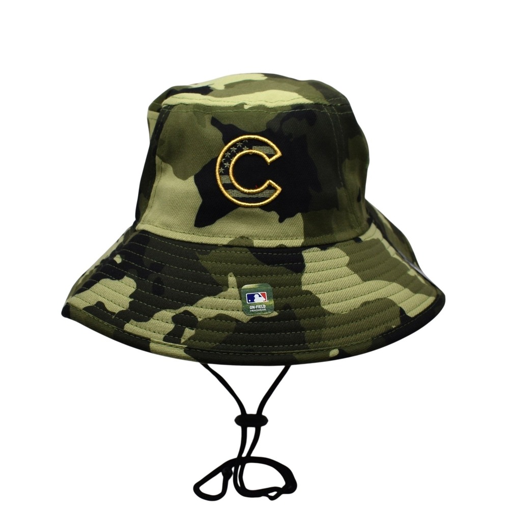 New Era Chicago Cubs MLB 2022 Armed Forces Day Bucket Hat Green Camo OSFM NWT